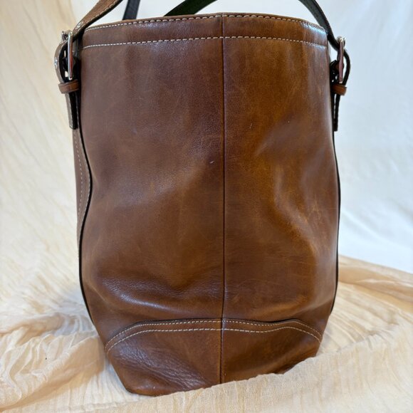 Vintage Coach Brown Hampton Oversized Tote Bag Genuine Leather - Picture 8 of 14